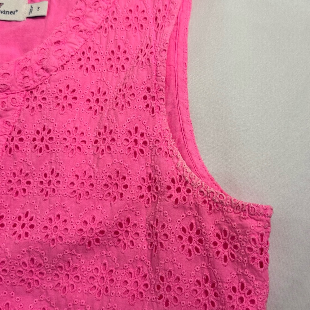 Vineyard Vines Women's Pink Eyelet  Sleeveless Tiered Top Size S - Picture 13 of 13